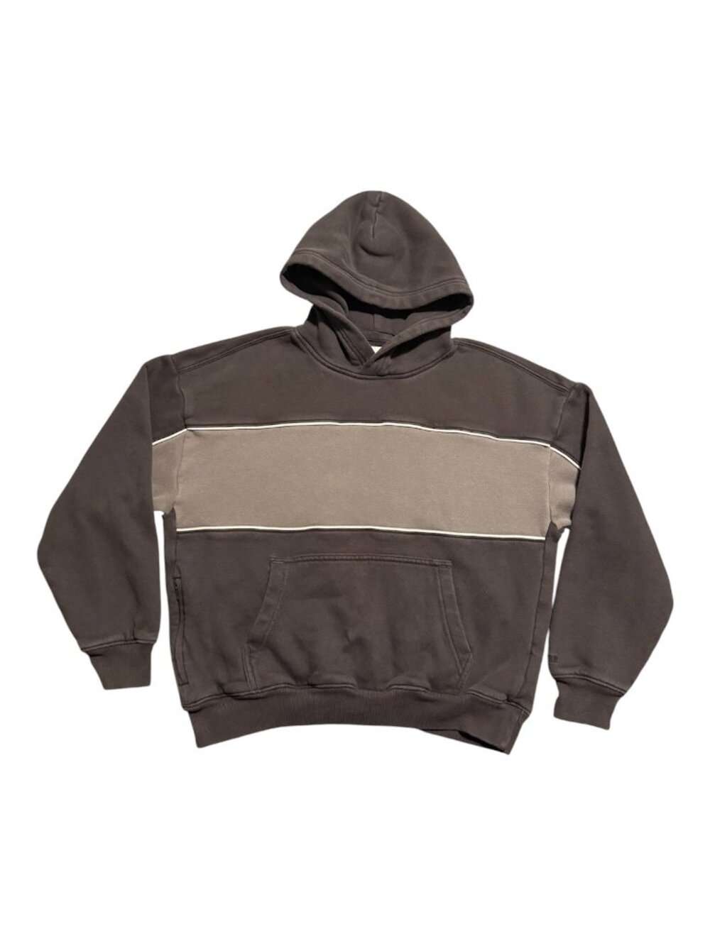 Hollister Men Boxy Fit Single Stripe Hoodie Gray Y2K Grunge Skater Sz S *Read*